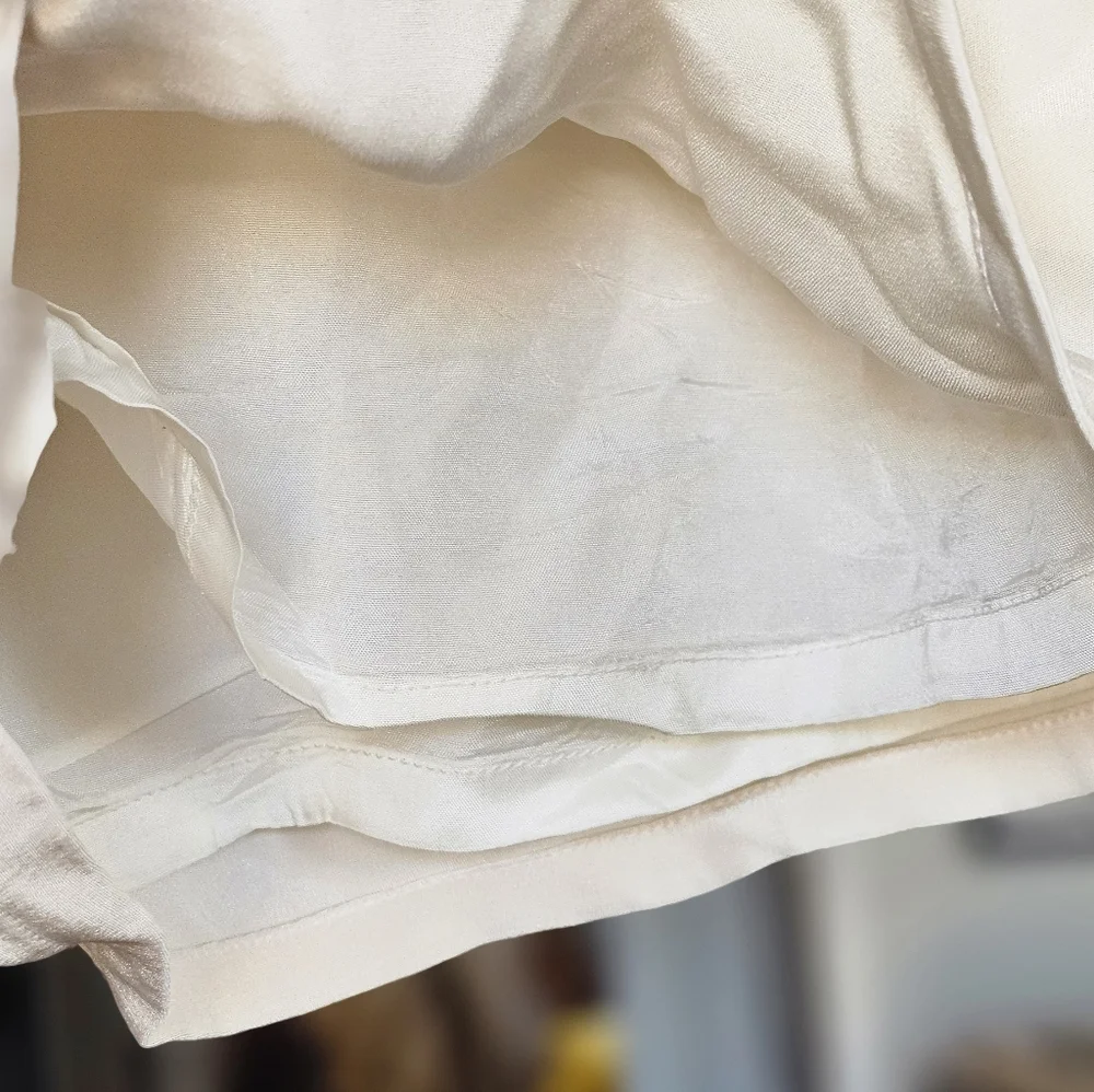 Reformation VTG Ivory Silk High-Waist Trouser Shorts - Picture 5 of 9